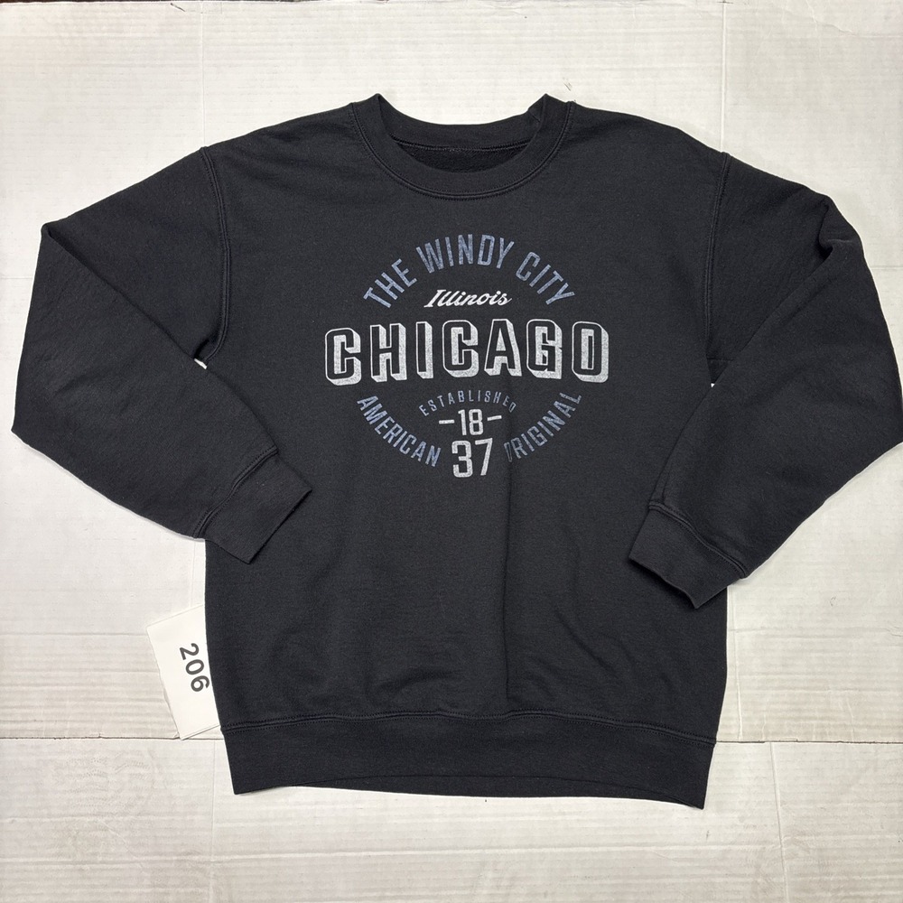 Chicago Illinois Windy City 1837 Graphic Crewneck Sweatshirt Black Size Small